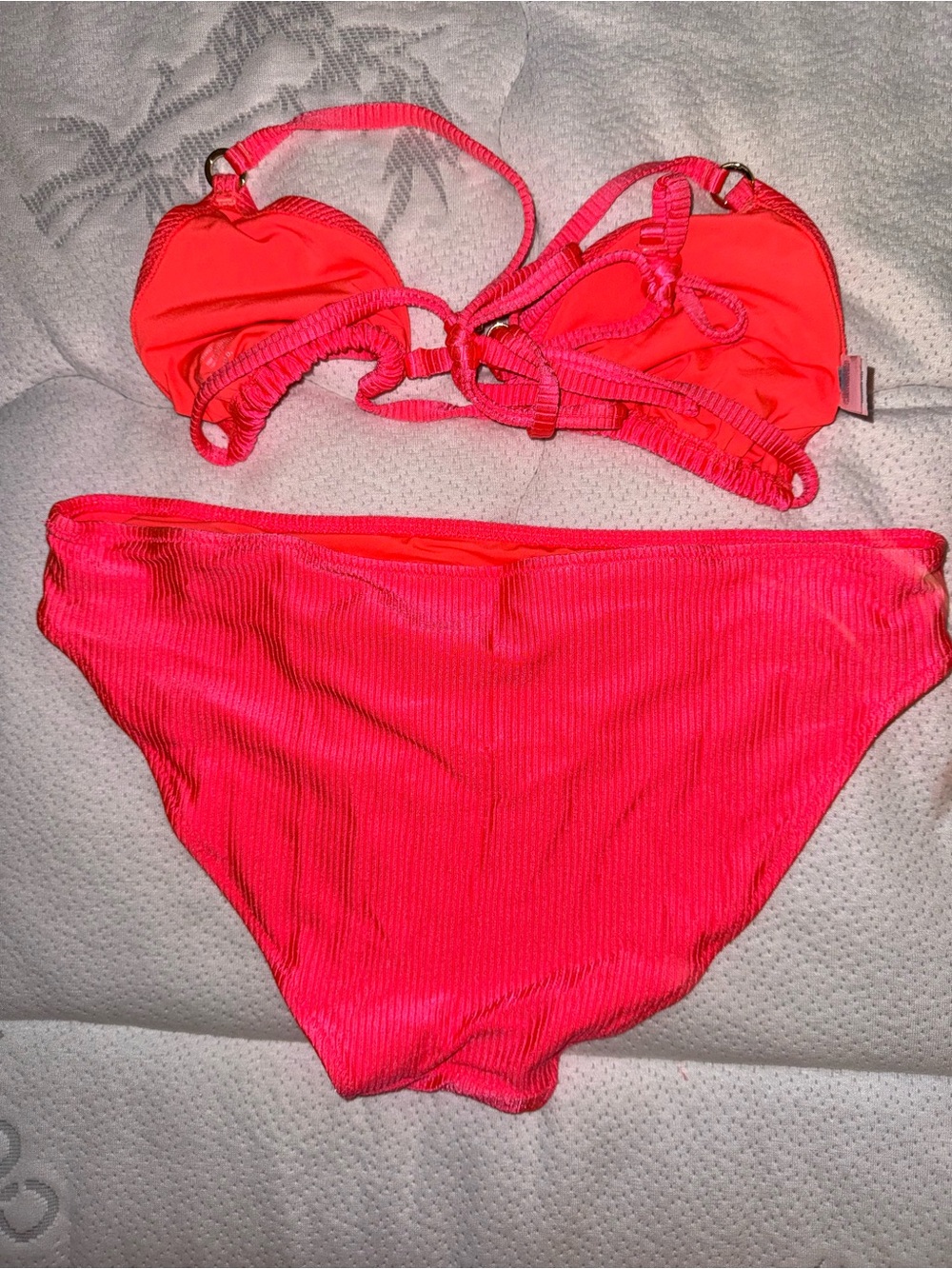 aerie Neon Coral Ribbed Bikini